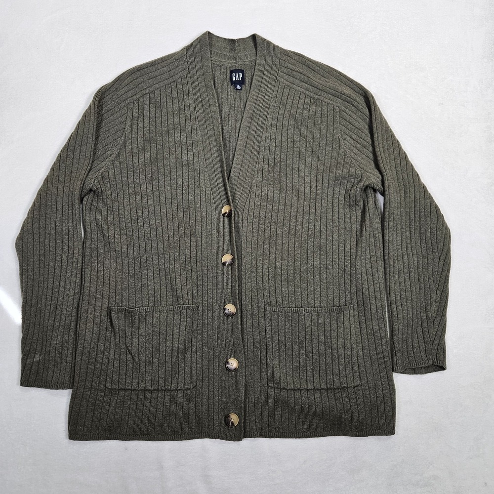 GAP Cotton Cardigan Sweater Men XL Green Shawl Collar‎ Knit Grandpacore